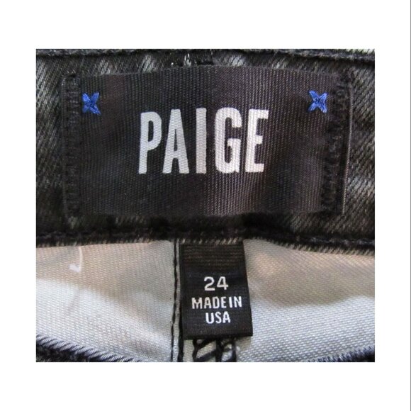 PAIGE Black Light Wash Hoxton Floral Print Straight Leg Jeans, Women's Size 24 - Picture 4 of 5